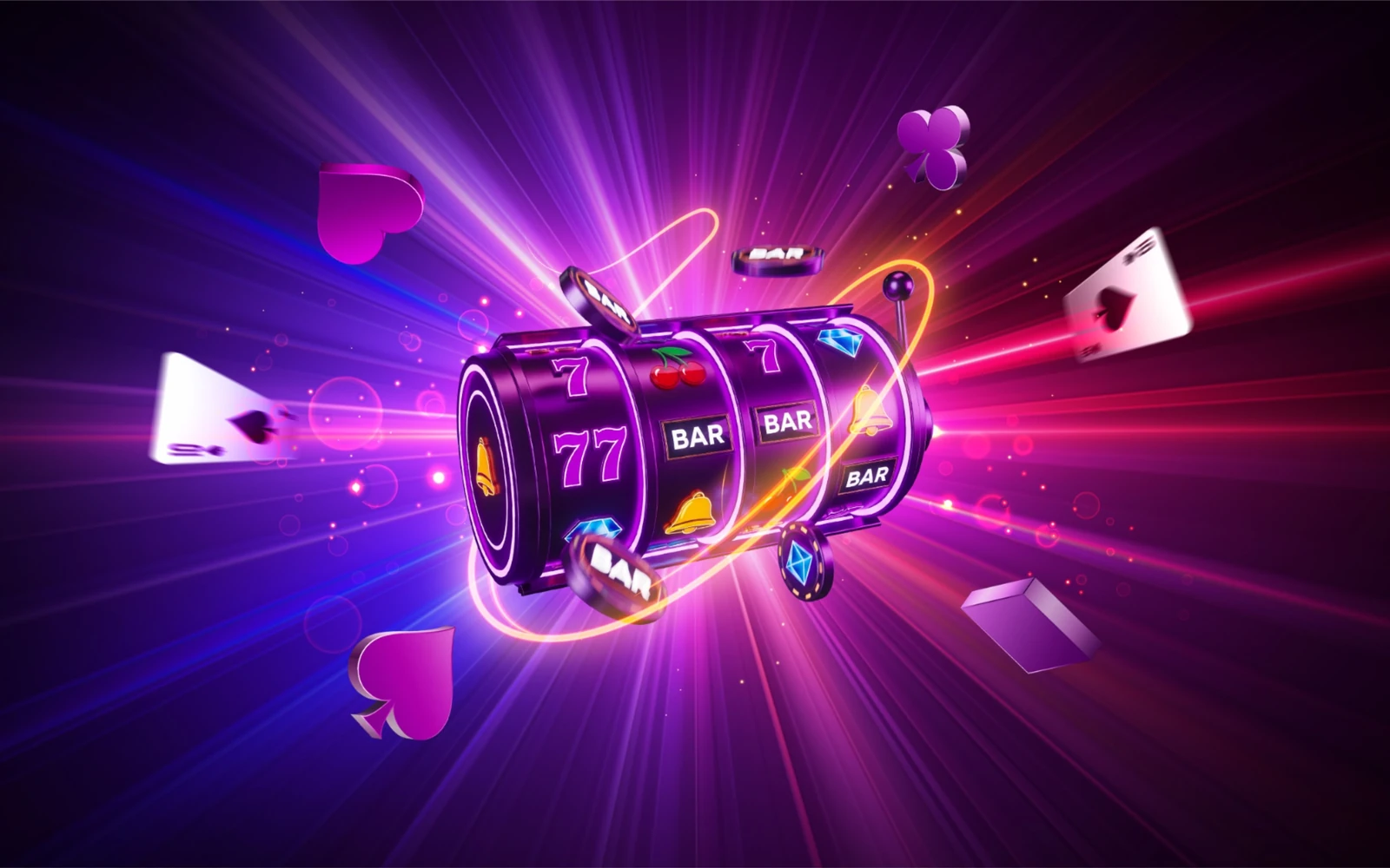 Antarmuka slot video dengan reel dan efek visual
