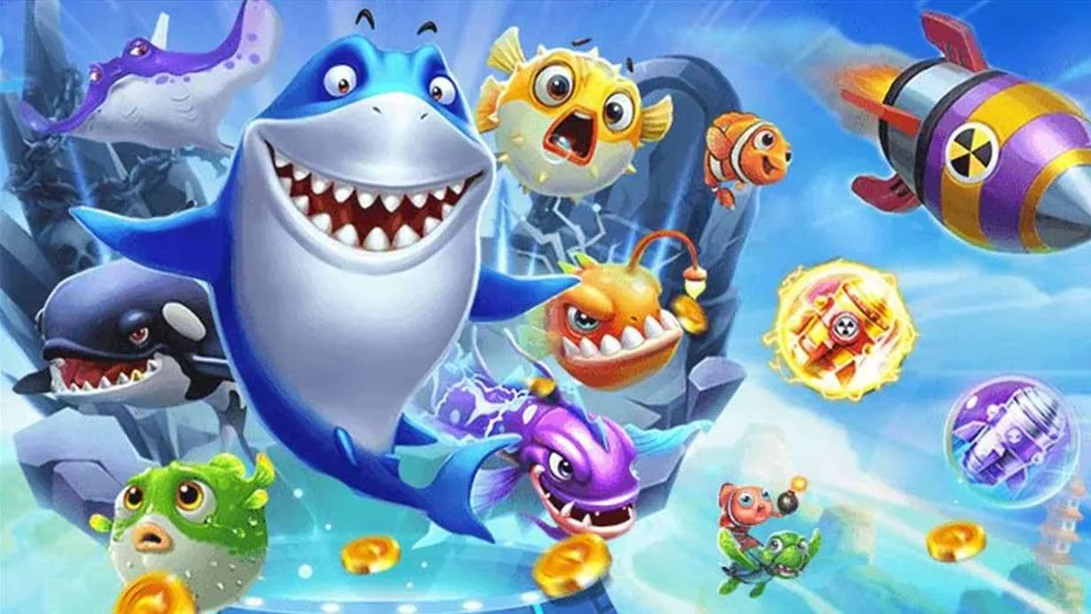 Visual permainan tembak ikan DUOGAMING dengan target bawah laut berwarna