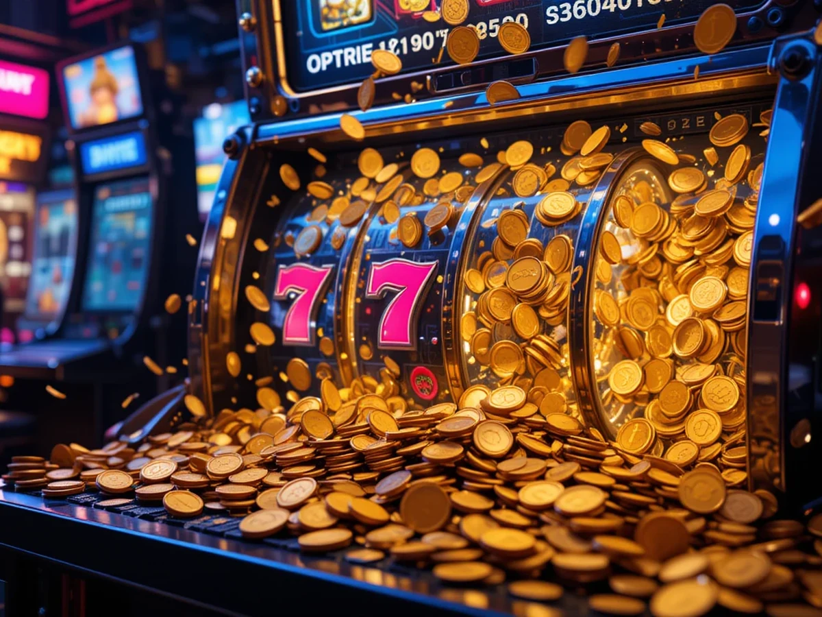 Tampilan permainan slot dengan reel dan simbol berwarna